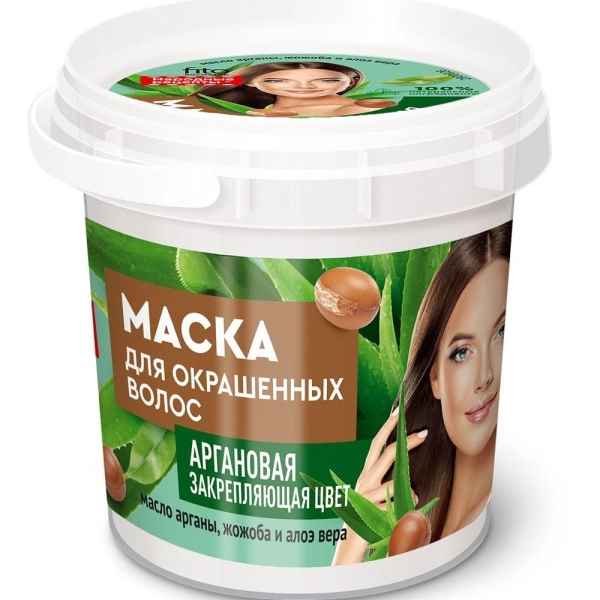 Маска для окрашенных волос Аргановая закрепляющая цвет серии Organic Народные Рецепты